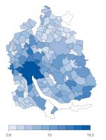 Bezugsquote von Ergänzungsleistungen bei Personen über 65 in %, 2018 (Quelle: Kanton Zürich)